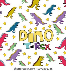 dinosaur T-Rex pattern design with colourful colors, suitable for kids design
