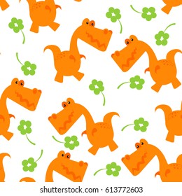 Dinosaur t-rex pattern on white background. Vector illustration for decoration of children room, wallpaper, textile print, wrapping paper.