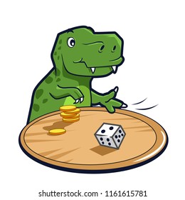 Dinosaur Trex plays dice
