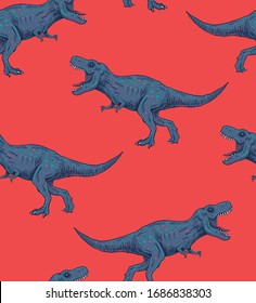 Dinosaur, T-REX, seamless pattern, print, Dino, vector, jurassic, All-Over Print with Dinosaurs.