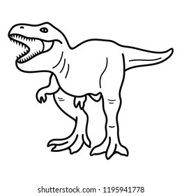 Dinosaur T-Rex. Vector flat outline icon illustration isolated on white background