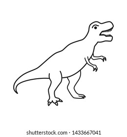 Dinosaur T-Rex vector silhouette. Tyrannosaurus black contour silhouette isolated on white background.