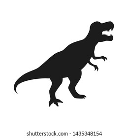 Dinosaur T-Rex vector silhouette. Tyrannosaurus black silhouette isolated on white background.