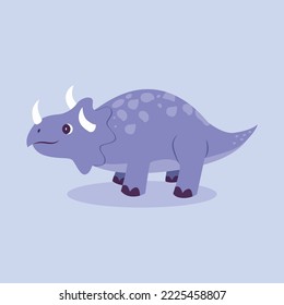 Dinosaur triceratop animal. flat vector illustration with background