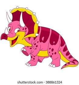 Dinosaur. Triceratops. Cartoon character isolated on white background. Colorful design for kids activity book, coloring page, colouring picture. Vector illustration for children.