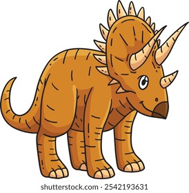 Dinosaurio Triceratops Clipart de color de dibujos animados 