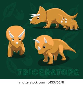 Dinosaur Triceratops Cartoon Vector Illustration