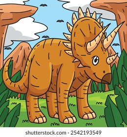 Dinosaurier Triceratops farbige Cartoon-Illustration