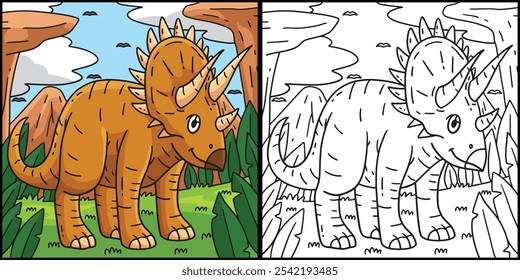 Dinosaurio Triceratops para colorear ilustración de página