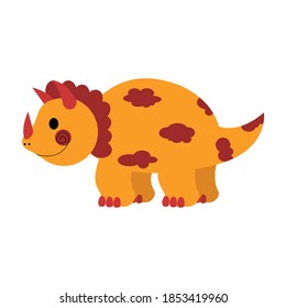 Dinosaur triceratops cute in flat style for designing dino party, children, kids holiday, dinosaurus related materials. For card, poster, wallpaper, banner. Jurassic park theme.