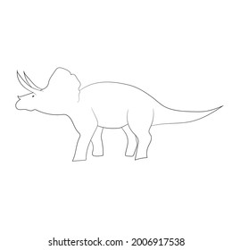 dinosaur triceratops drawing, vector illustration