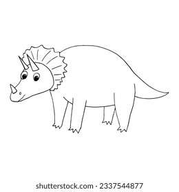 dinosaur triceratops hand drawn in doodle style. linear simple drawing for children.