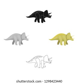 Dinosaur Triceratops icon in cartoon style isolated on white background. Dinosaurs and prehistoric symbol stock vector illustration.