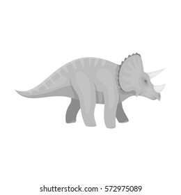 Dinosaur Triceratops icon in monochrome style isolated on white background. Dinosaurs and prehistoric symbol stock vector illustration.