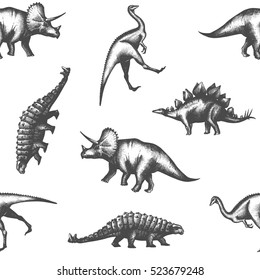 Dinosaur triceratops seamless pattern