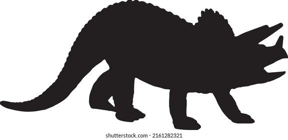 Dinosaur triceratops silhouette. Vector dinosaur silhouette isolated on white background. Standing dino logo icon, side view.