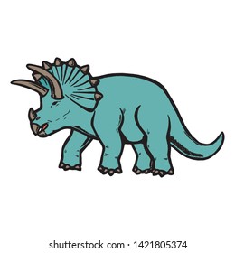 Dinosaur Triceratops. Vector illustration, design of wild animals, reptiles, for printing on fabric, clothing, printing, postcards. Cute baby background.