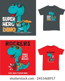 Dinosaur T-shirt printing design vector02