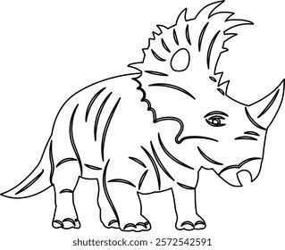 dinosaur with tusk sketch, outline vector