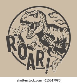 Dinosaur Typography Roar, Tee Shirt Graphics, Vectors