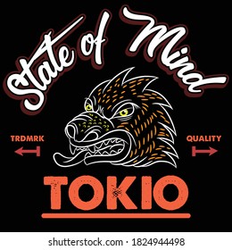 Dinosaur typography, tee shirt graphics, vectors, japan translation tyrannosaurus