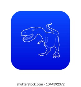 Dinosaur tyrannosaur icon blue vector isolated on white background