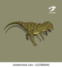 Dinosaur tyrannosaur in isometric style. Isolated image of jurassic monster. Cartoon dino 3d icon. Vector illustration