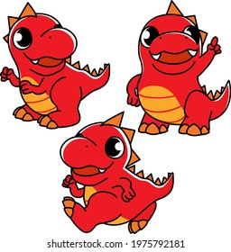 Dinosaur Tyrannosaurus cute set illustration material