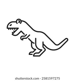 dinosaur tyrannosaurus rex clip art icon symbol, extinct animal, prehistoric era, isolated linear vector illustration, editable stroke