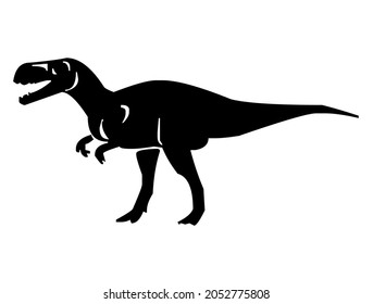 Dinosaur Tyrannosaurus rex, dino, ancient, prehistoric, wild animal, reptile, predator from jurassic, triassic, cretaceous period, wildlife, vector, illustration in black and white color, isolated
