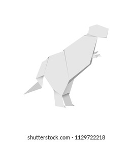 dinosaur tyrannosaurus rex origami paper style in dark background, editable vector element illustration