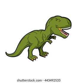 Dinosaur Tyrannosaurus Rex. Prehistoric reptile. Ancient predator. Animal Jurassic with big teeth. Aggressive beast. Terrible, angry lizard Polynesian era. green gigantic monster