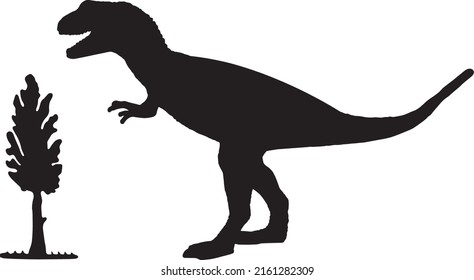 Dinosaur tyrannosaurus rex silhouette. Vector dinosaur silhouette isolated on white background. Standing dino logo icon, side view.