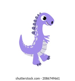 Dinosaur. Tyrannosaurus Rex. T-rex. Jurassic Period. Bright violet dino in flat and cartoon style. Isolated vector stock illustration EPS 10 on white background 