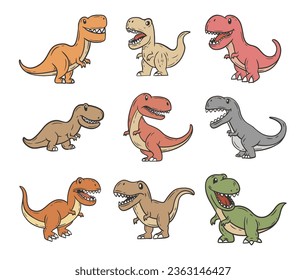 Dinosaurier Tyrannosaurus T Rex Doodle Cartoon Vektorgrafik