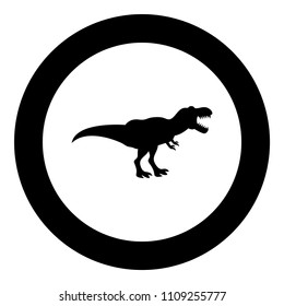 Dinosaur tyrannosaurus t rex icon black color in circle round 