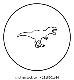 Dinosaur tyrannosaurus t rex icon black color in circle round outline