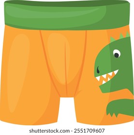 Dinosaur underpants. Funny kid clothes cartoon icon isolated on white background