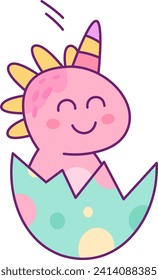 Dinosaurio Unicornio En Ilustración De Vectores De Huevo