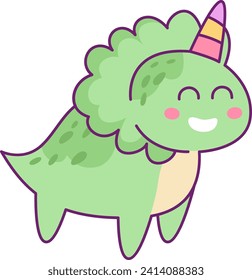 Dinosaur Unicorn Kid Vector Illustration