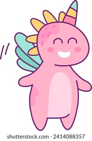 Dinosaur Unicorn With Wings Vector Illustration