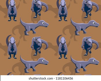 Dinosaur Utahraptor Cartoon Background Seamless Wallpaper