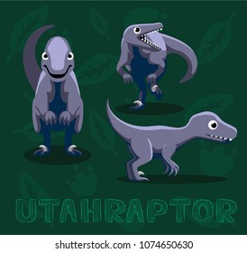Dinosaur Utahraptor Cartoon Vector Illustration