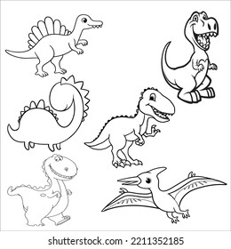 Dinosaur Vector Art Graphics and coloring page 