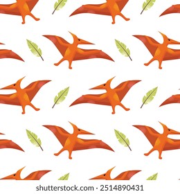 Dinosaur vector clipart seamless pattern. Children's collection with cute dinosaurs and various elements. Dino baby. Colorful cute illustration isolated on background