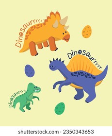 Dinosaur Vector. Cute dinosaur vectors, roar, pattern. Tshirt design