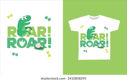 Dinosaur Vector. Cute dinosaur vectors, roar, pattern. Tshirt design