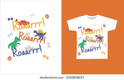 Dinosaur Vector. Cute dinosaur vectors, roar, pattern. Tshirt design