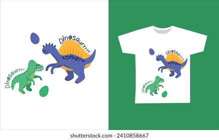 Dinosaur Vector. Cute dinosaur vectors, roar, pattern. Tshirt design