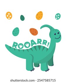 Dinosaur Vector. Cute dinosaur vectors, roar, pattern. Tshirt design